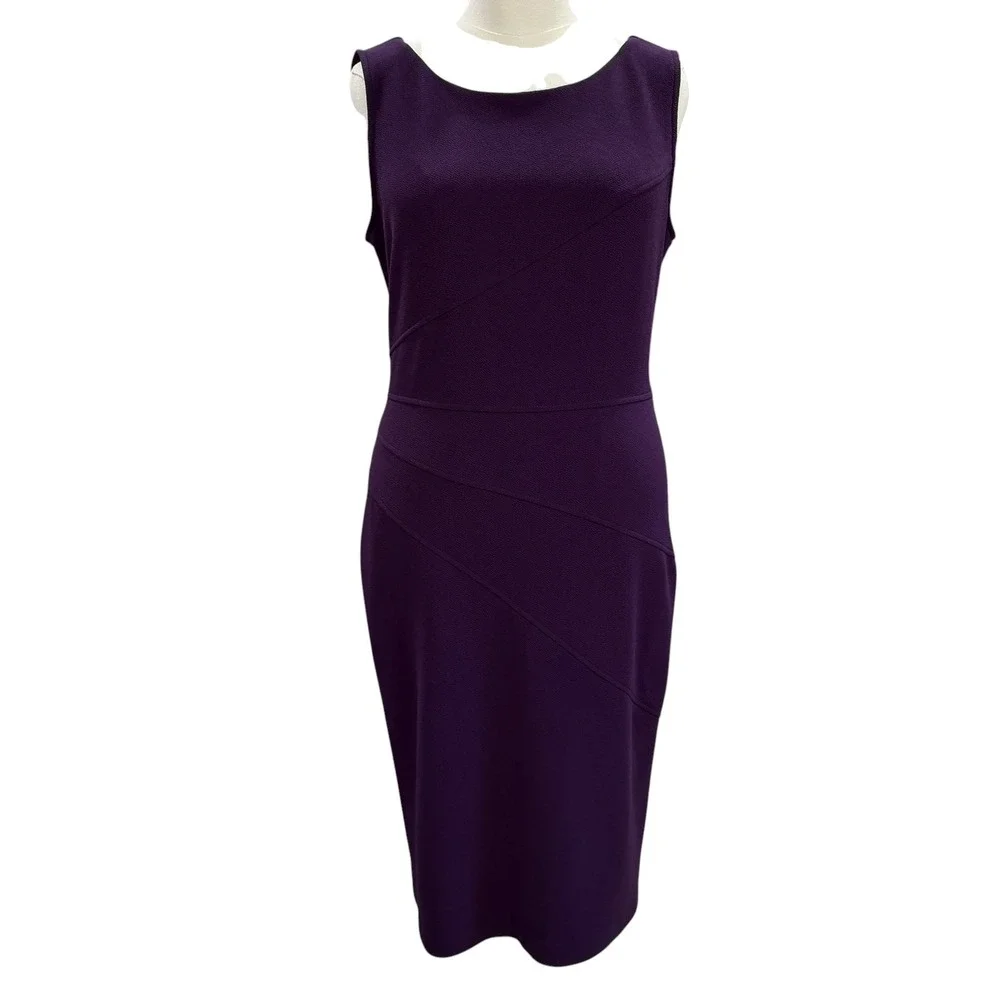 Maya Brooke Purple Sheath Dress SZ 12 Sleeveless Career Cocktail Wedding Guest